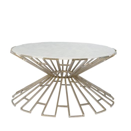 METAL & MARBLE ART DECO COCKTAIL TABLE, SILVER