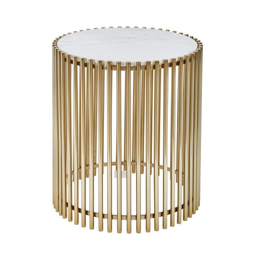 STEEL/MARBLE 20" ACCENT TABLE, GOLD/WHITE