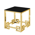 Stainless Steel, Side Table, Gold/Clear Glass