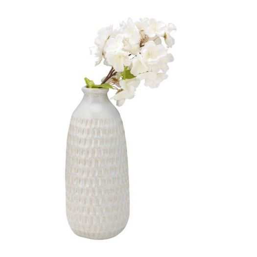 CER, 12" DIMPLED VASE, OATMEAL