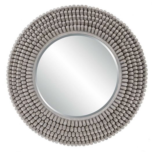 Portside Round Mirror, Gray