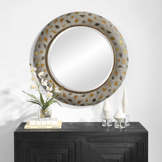 Copper Terrazzo Round Mirror