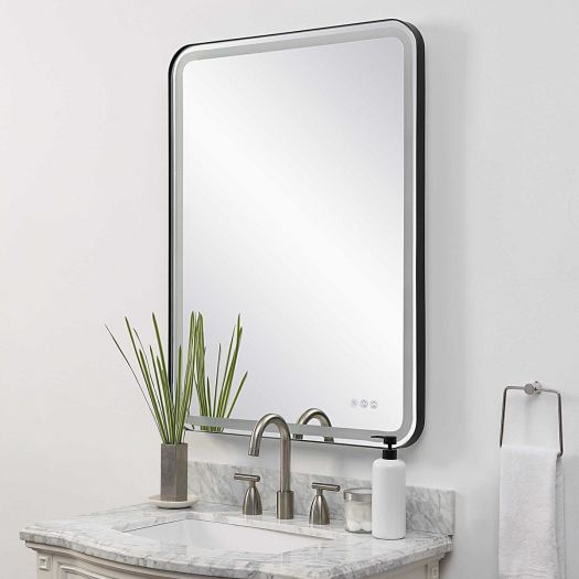 Crofton Lighted Large Mirror, Black