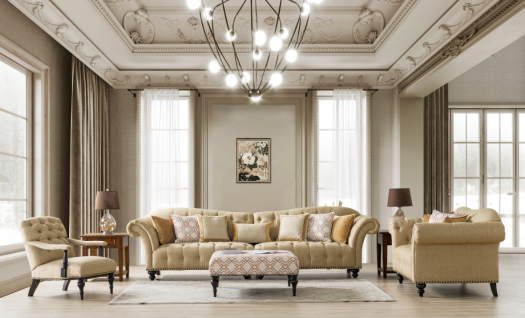 Classic Beige 2 Seater Loveseat