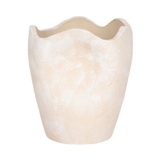 10 ABSTRACT TEXTURED TERRACOTTA VASE, IVORY