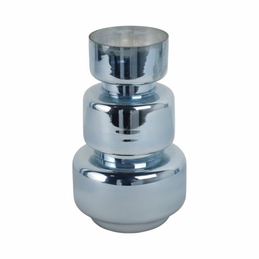 10 Stacked Cylinder Glass Vase, Blue Silver