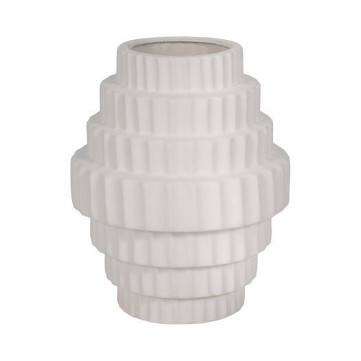 Textured Staggered Vase, White