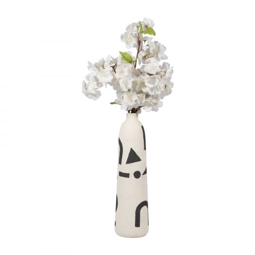 Cer, 15" Funky Vase, Ivory/black