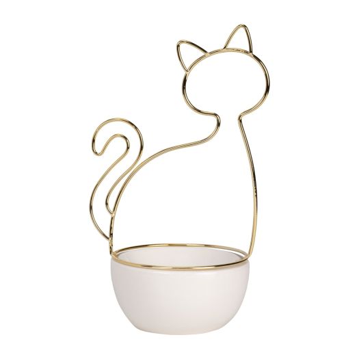 10H CAT TRINKET TRAY, WHITE
