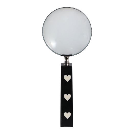 10x4 Hearts Handle Magnifying Glass, Black/white