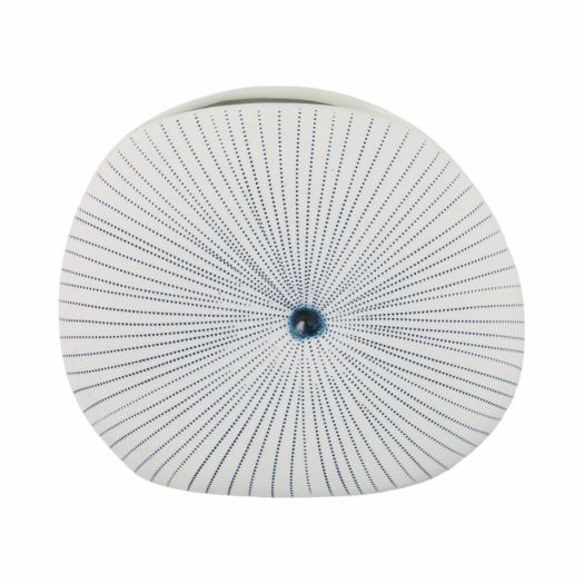 10x9 Round Dotted Shell Vase, White/blue