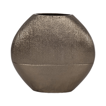 11 LINES ROUND VASE, BRASS ANTIQUE