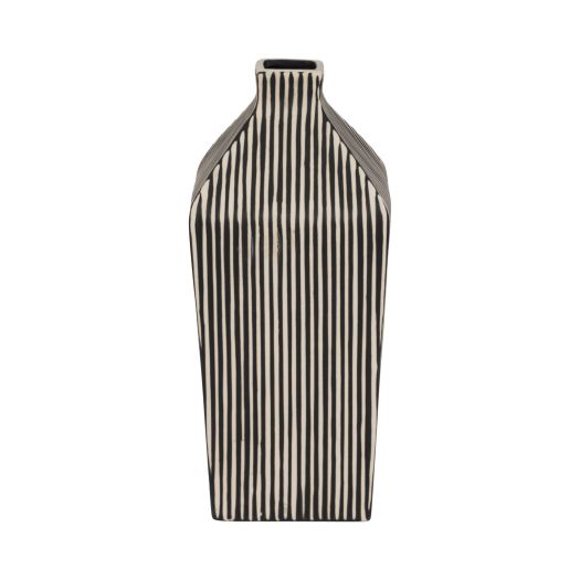 11 Lines Square Vase, Black/white