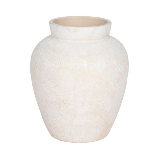 11 Textured Terracotta Vase, Ivory