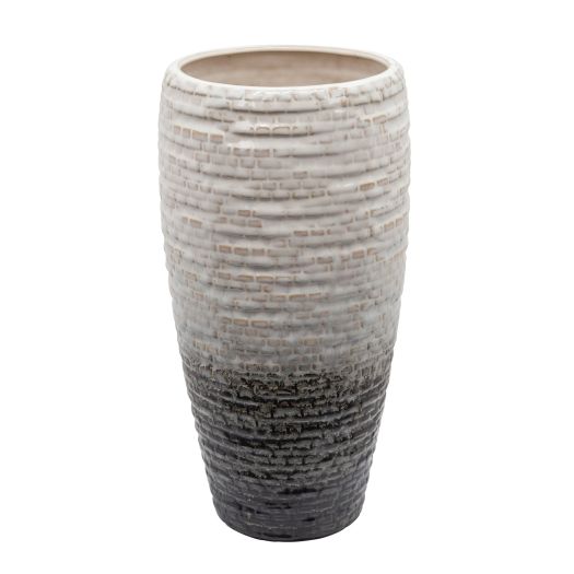 11" TEXTURED VASE, CREAM