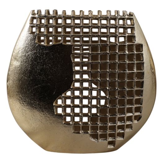 11x10 Partial Mesh Metal Vase, Gold