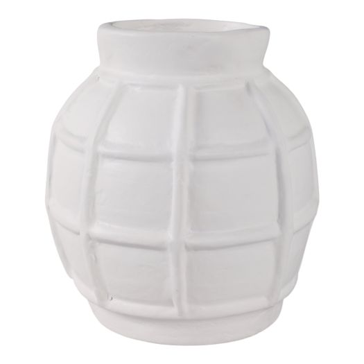 11x11 Windowpane Paper Mache Vase, White
