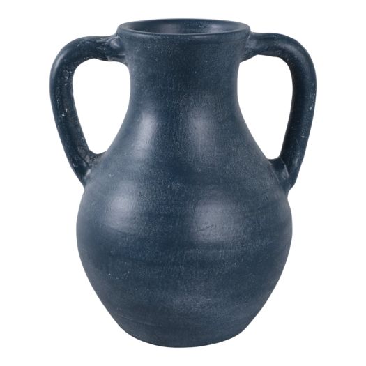 11x9 Terracotta Jug Vase With Handles, Blue