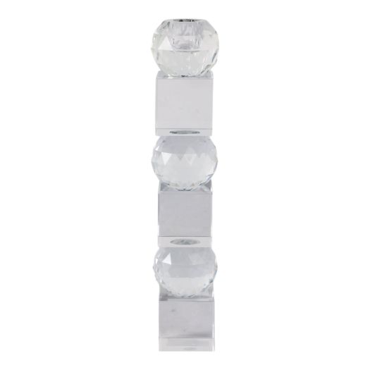 12 FACETED CRYSTAL ORBS CRYSTAL TAPERHOLDER, CLEA