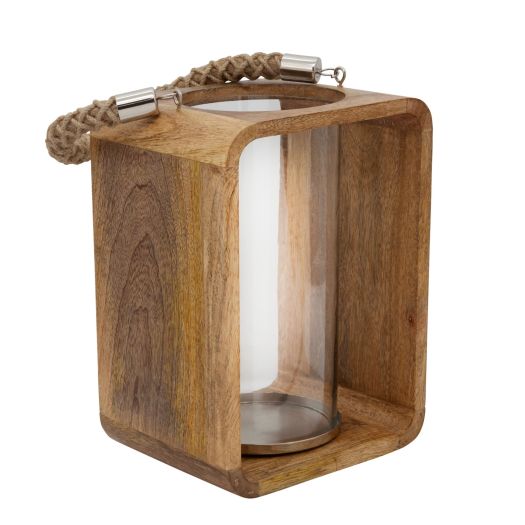 12 WOODEN HURRICANE W/ ROPE, NATURAL