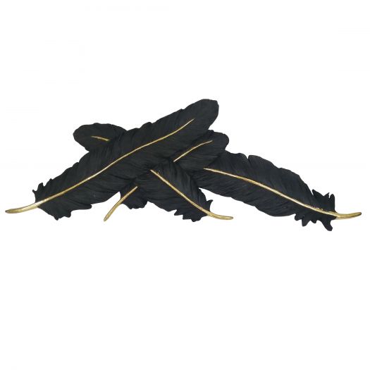 Decorative Resin Wall Feathers Black/Gold