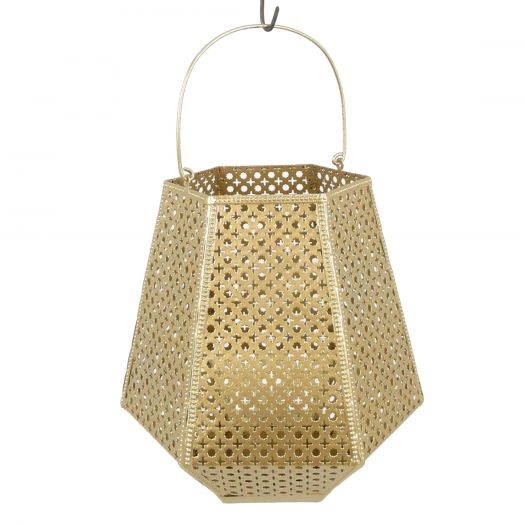 GOLD PIERCED METAL LANTERN 22"