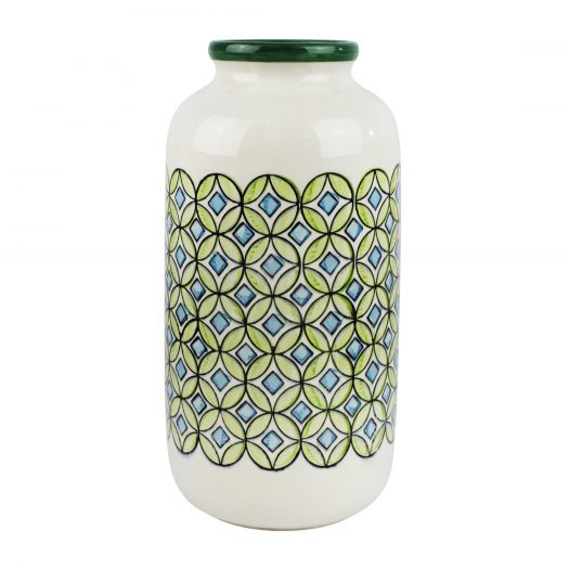 CERAMIC JAR IVORY/GREEN