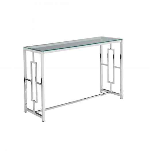 Silver Metal/Glass Console Table