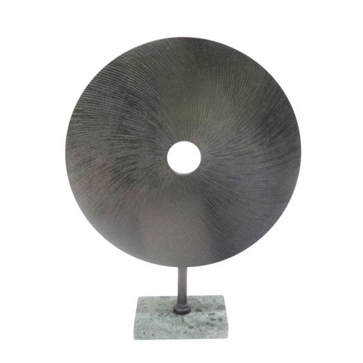 ALUMINUM BLACK DISK ON GREEN BASE, 21"