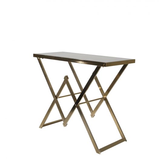 Metal Console Table, Marble Top, Gold, Kd