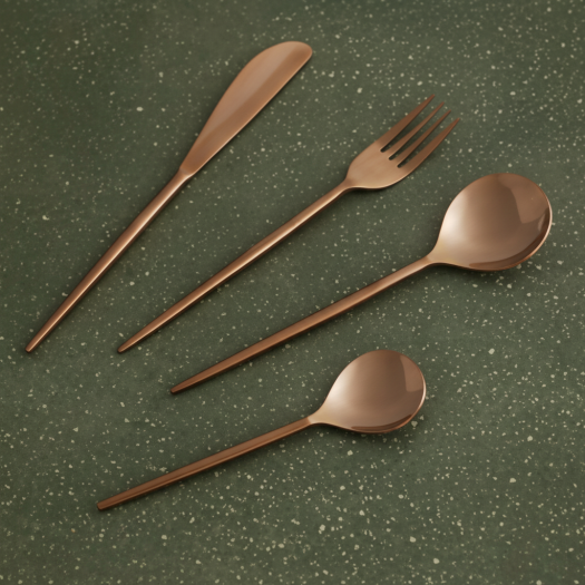 Norah Rose Gold Hammered Cutlery Set of 4