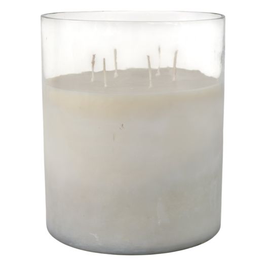 12x10 349 Oz Jasmine Frosted Glass Candle, Clear