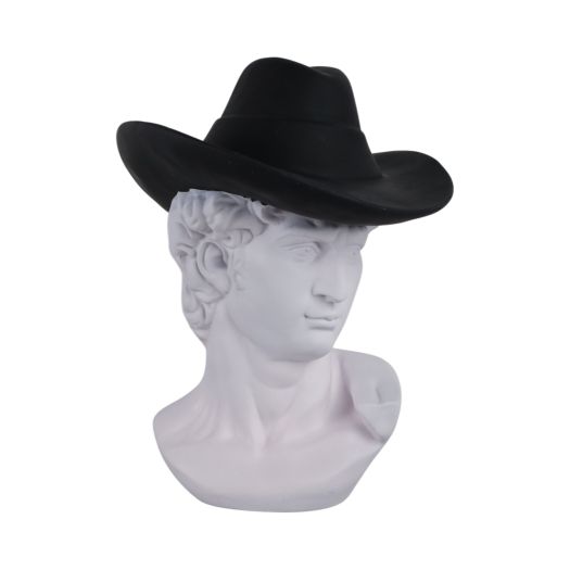 12x10 Greek God With Cowboy Hat, White/black