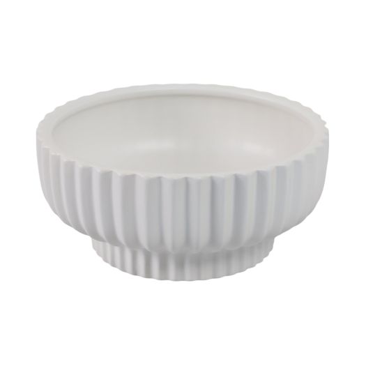 12x5 Ridged Pedestal Bowl, White
