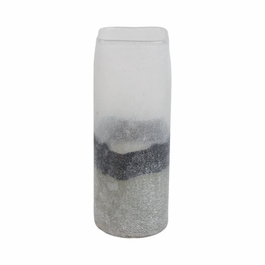 12X6 OMBRE SODA FINISH GLASS VASE, CLEAR/BLACK