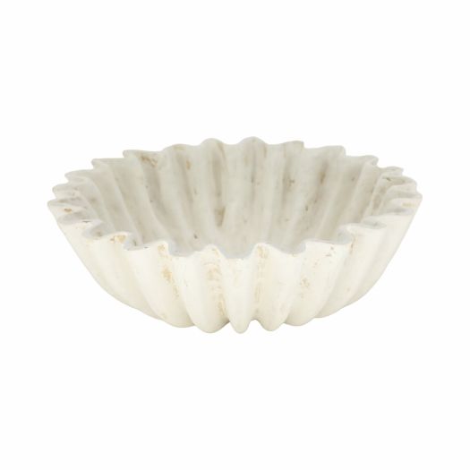 13 Fluted Paper Mache Bowl, Ivory