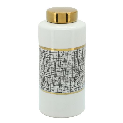 13" JAR WITH LID, GOLD