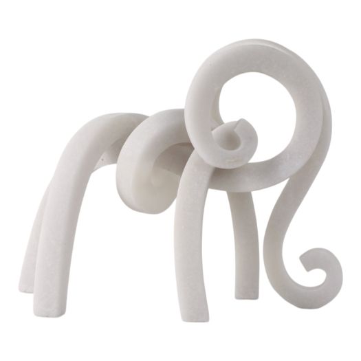 13 Ninove Quartz Resin Elephant Statuary, White