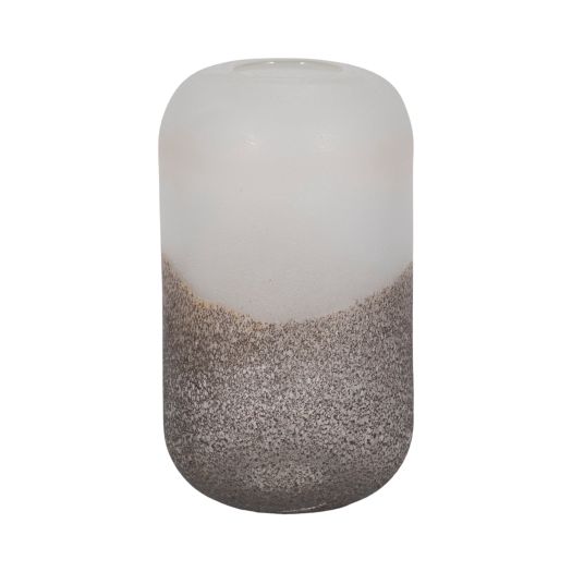 13" OMBRE CYLINDER VASE, WHITE/GREY