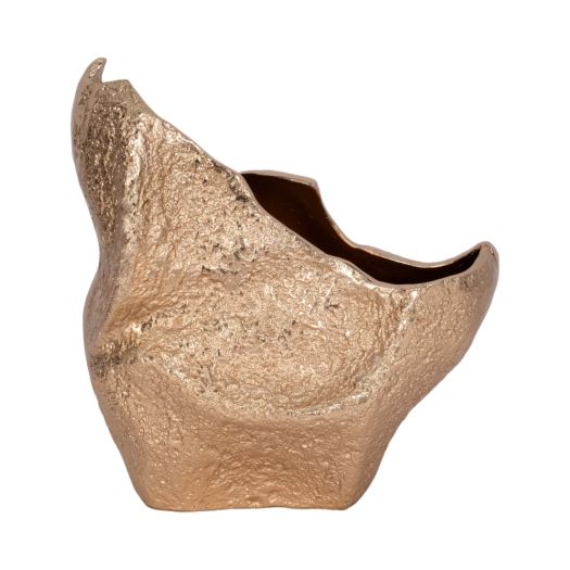 13 Organic Edge Metal Vase, Champagne