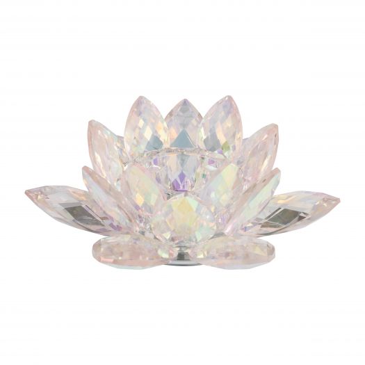 BLUSH CRYSTAL LOTUS VOTIVE HOLDER 8.25"