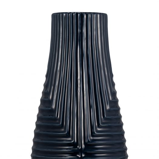 CER, 20" TRIBAL VASE, NAVY BLUE