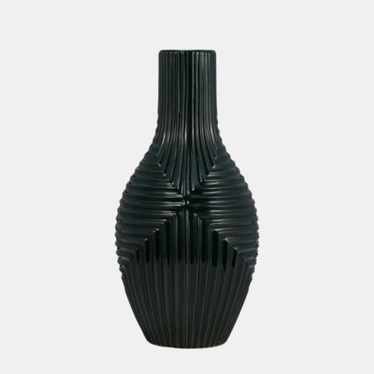 CER, 16" TRIBAL VASE, FOREST GREEN