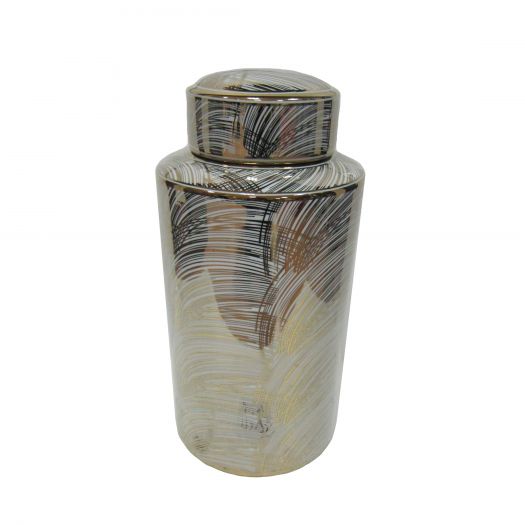 WHITE/GOLD BRUSHED JAR 15.75"