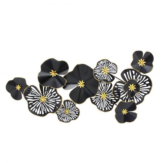 Metal 47" Floral Wall Decor, Black - Wb