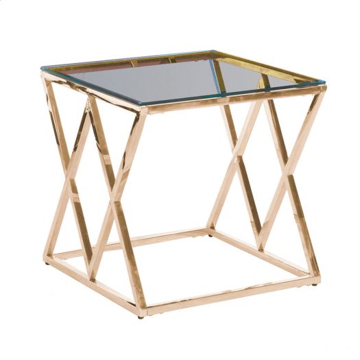 GOLD/GLASS DIAMOND ACCENT TABLE, KD