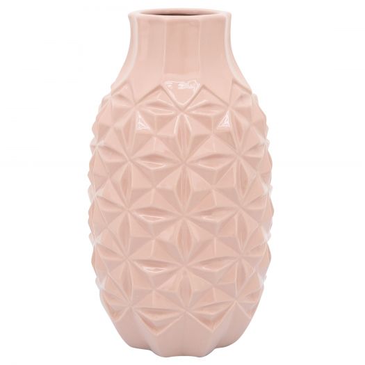 Cer, 12" Geo Vase, Blush