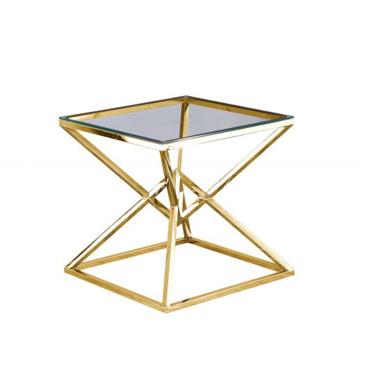 GLASS TOP SIDE TABLE 21.75", GOLD