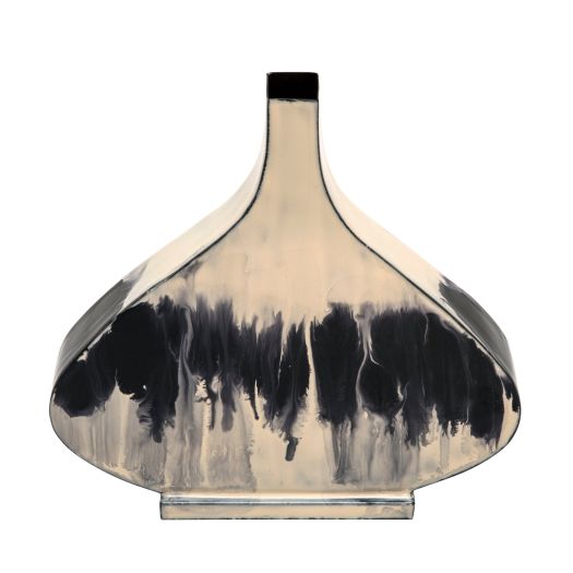 13"H METAL VASE, WHITE