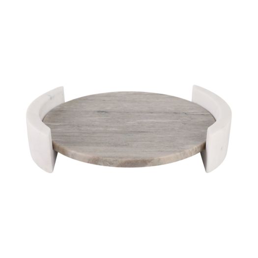 14" HARDING MARBLE TRAY, TAN